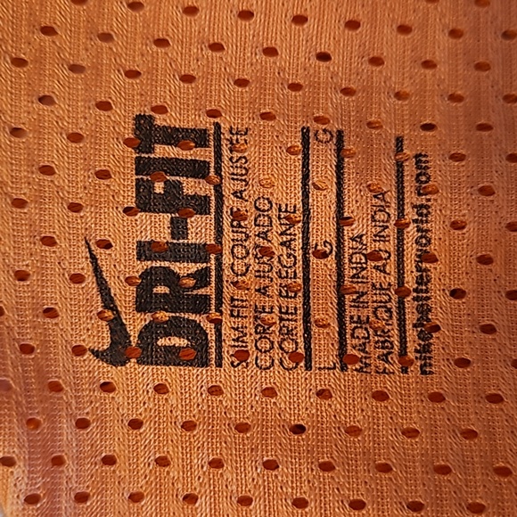 Nike | Women's DRI-FIT Peach/White Polk Dots Mesh Racer Back Activewear Tee Sz L - Picture 5 of 5